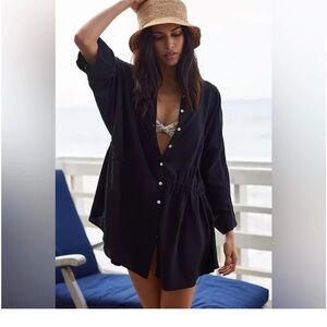 L Space Black Button-Down Shirt cover up